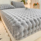 📢📢50% OFF !!🛏Soft Rabbit Plush and Milk Velvet Fitted Sheet Mattress Cover Dustproof Mattress Protector