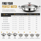 Thickened Stainless Steel Nonstick Stir Fry Pan with Lid Flat Bottom Cooking Wok with Dual Handles