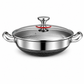 Thickened Stainless Steel Nonstick Stir Fry Pan with Lid Flat Bottom Cooking Wok with Dual Handles
