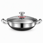 Thickened Stainless Steel Nonstick Stir Fry Pan with Lid Flat Bottom Cooking Wok with Dual Handles