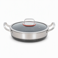 Thickened Stainless Steel Nonstick Stir Fry Pan with Lid Flat Bottom Cooking Wok with Dual Handles