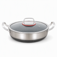 Thickened Stainless Steel Nonstick Stir Fry Pan with Lid Flat Bottom Cooking Wok with Dual Handles