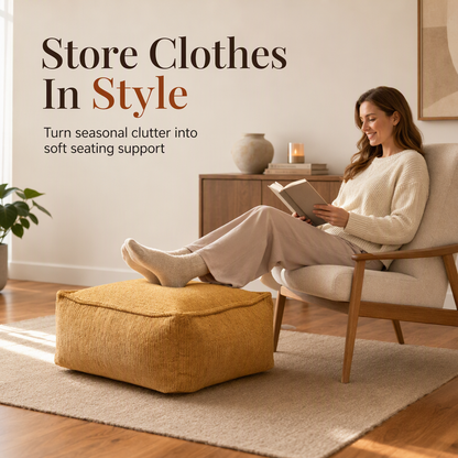 ⏰ LIMITED-TIME 50% OFF! 🪑 Storage Stool Cover – Fill With Clothes, 100kg Load, Wide Zipper, Washable ✨