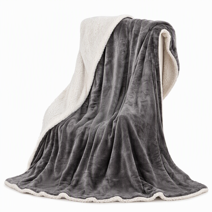 Double Layer Thickened Flannel and Sherpa Fleece Throw Blanket Warm Air Conditioning Blanket