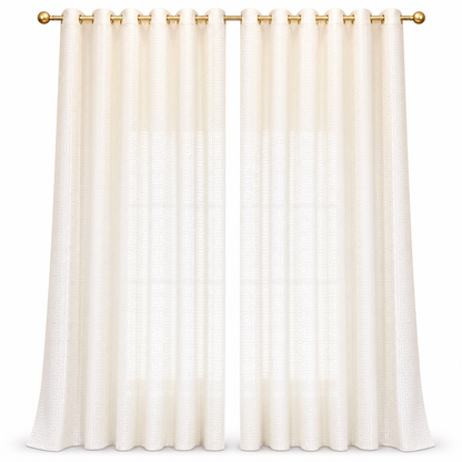 🔥50% OFF! Geometric Jacquard Sheer Curtain Panel for Living Room – Elegant Textured Pattern, Light Filtering Semi-Sheer, Rod Pocket & Back Tab, Machine Washable, Privacy & Style for Bedroom, Dining & Office ✨