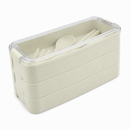 ⭐50% Off！🍱3-Layer Bento Lunch Box with Cutlery Set💚